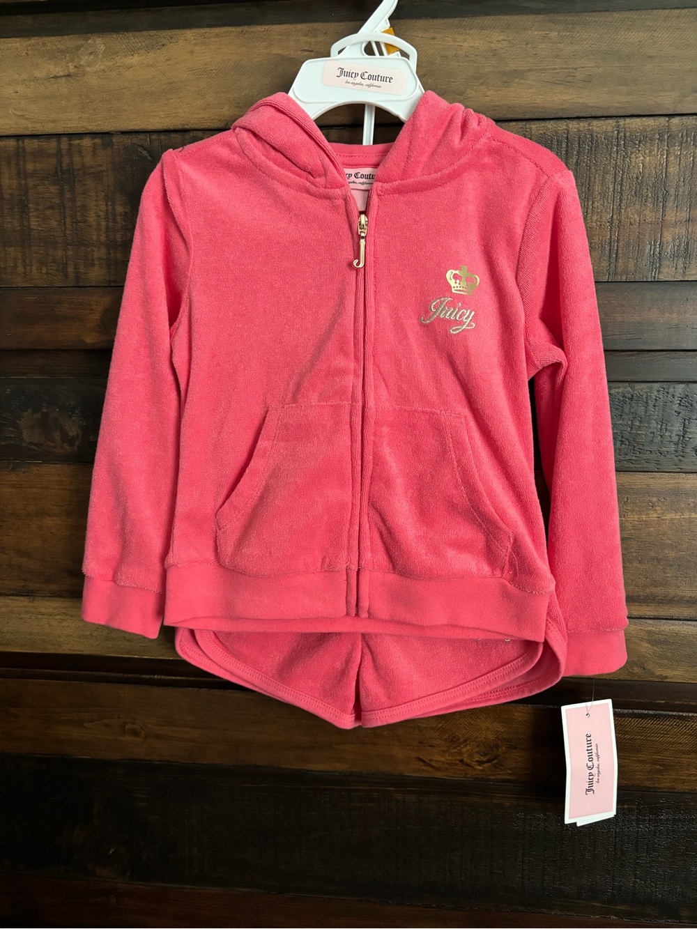 ✨NWT Juicy Couture Girls Pink Terry Zip Hoodie & Shorts Set✨
